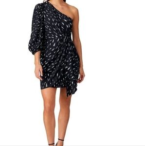 IRO Black and White One Shoulder Dress